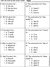 Contraction Chart Grammar