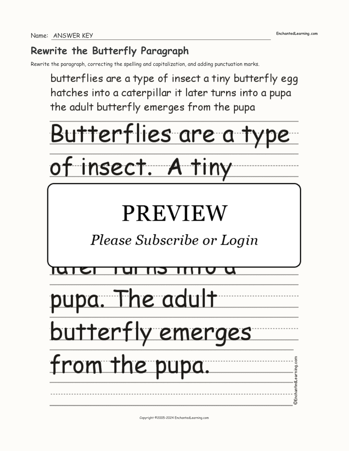Rewrite the Butterfly Paragraph interactive worksheet page 2