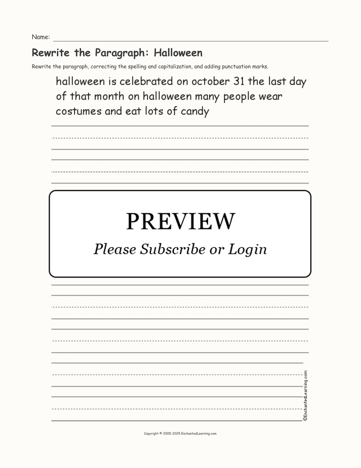 Rewrite the Paragraph: Halloween interactive worksheet page 1