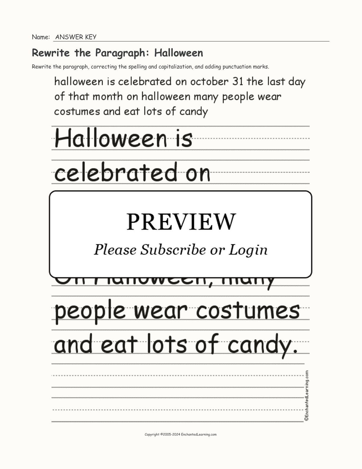 Rewrite the Paragraph: Halloween interactive worksheet page 2