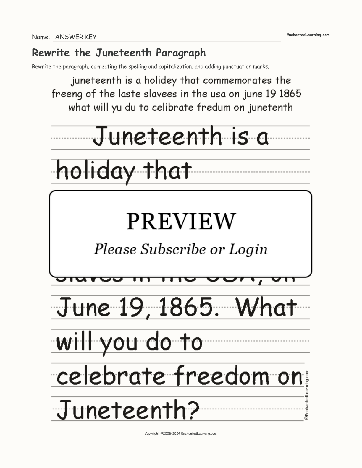 Rewrite the Juneteenth Paragraph interactive worksheet page 2
