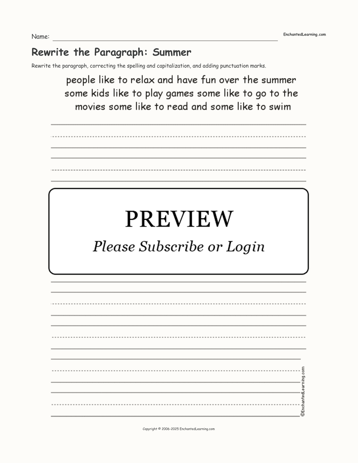 Rewrite the Paragraph: Summer interactive worksheet page 1