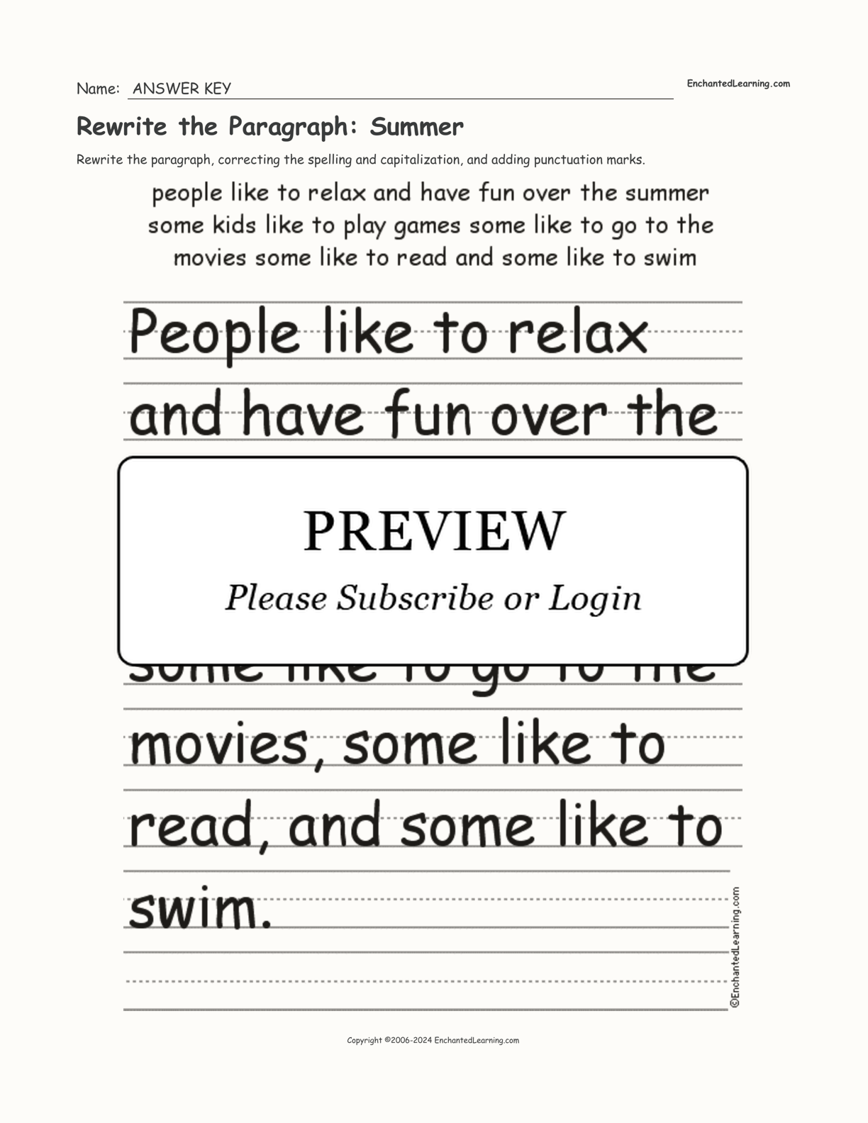 Rewrite the Paragraph: Summer interactive worksheet page 2