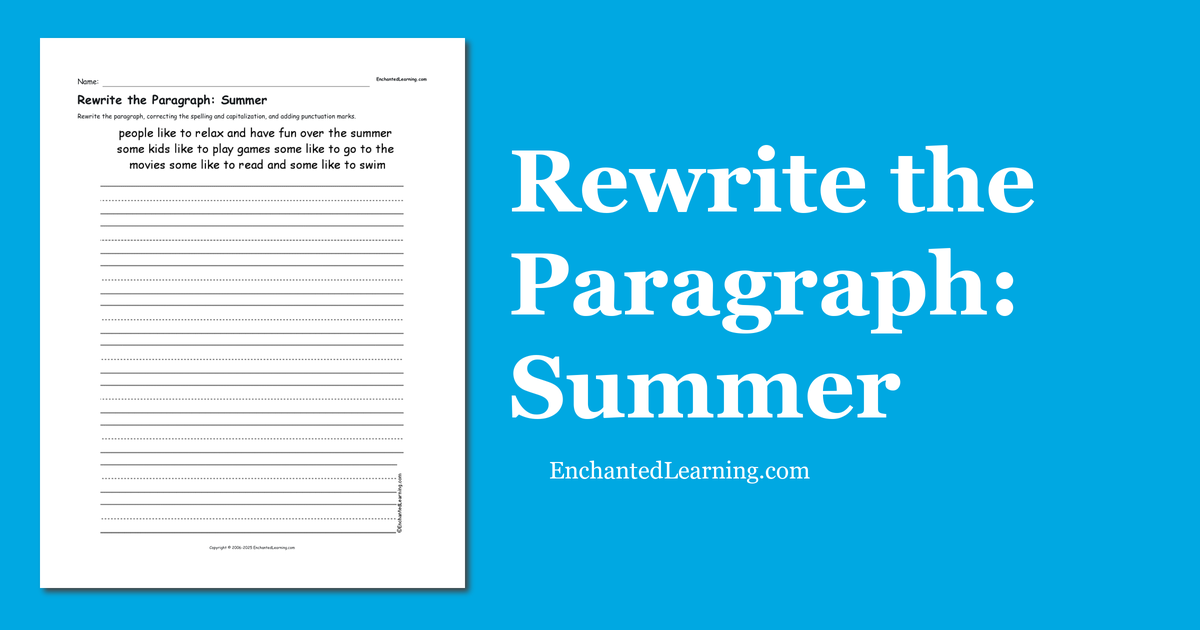 Rewrite the Paragraph: Summer - Enchanted Learning