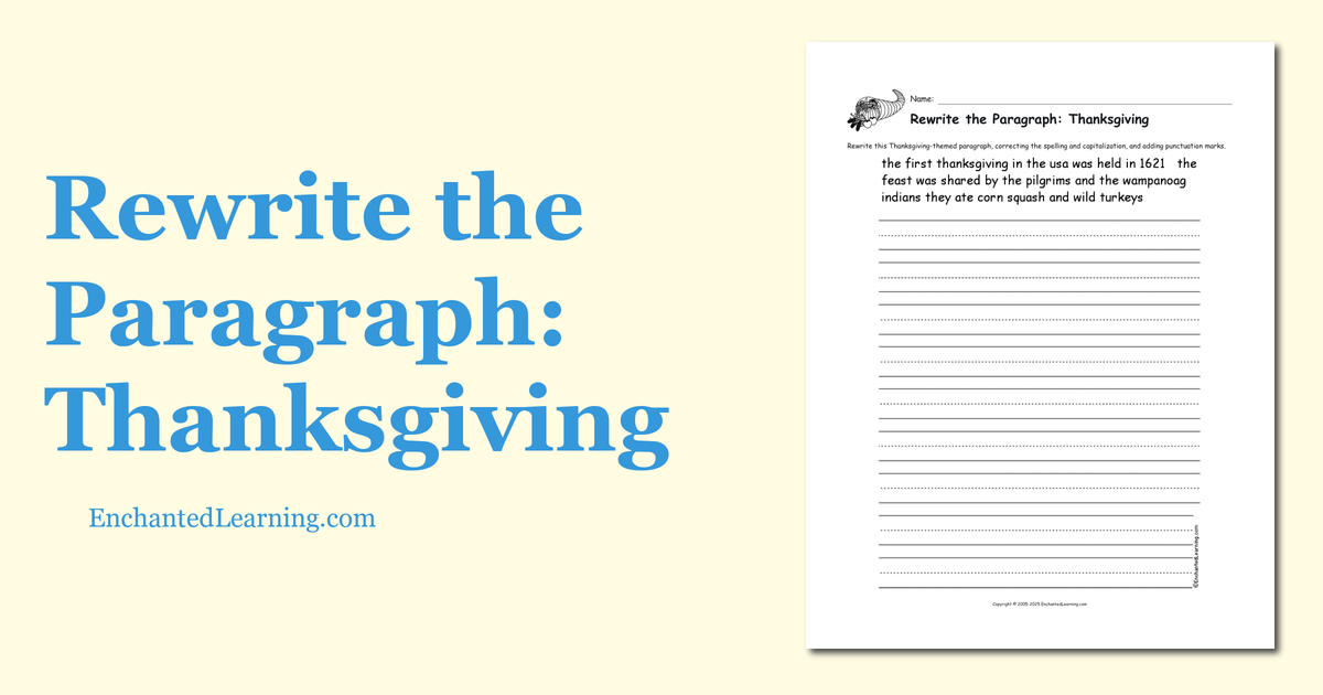 Rewrite the Paragraph Thanksgiving Enchanted Learning