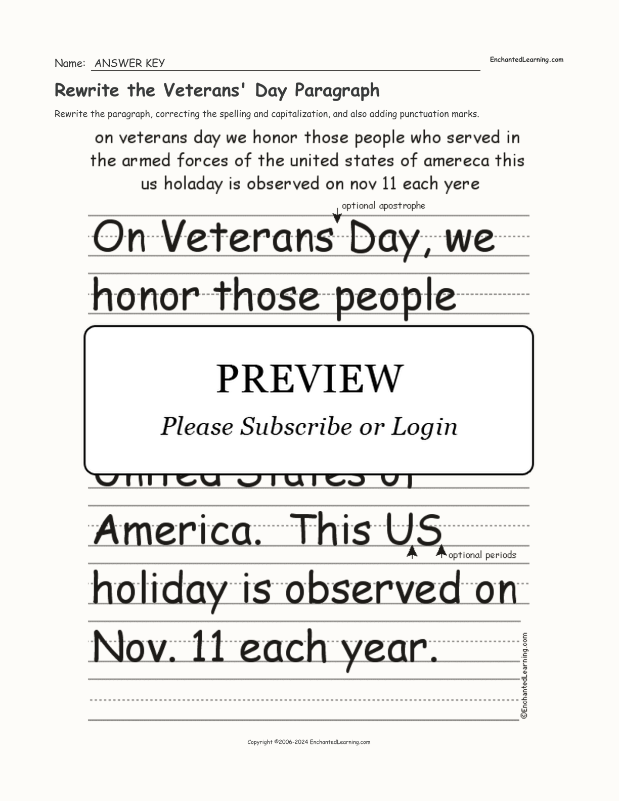 Rewrite the Veterans' Day Paragraph interactive worksheet page 2