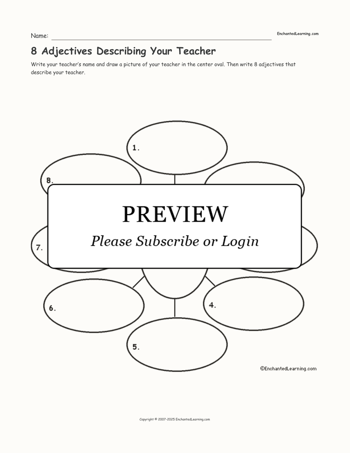 8 Adjectives Describing Your Teacher interactive worksheet page 1