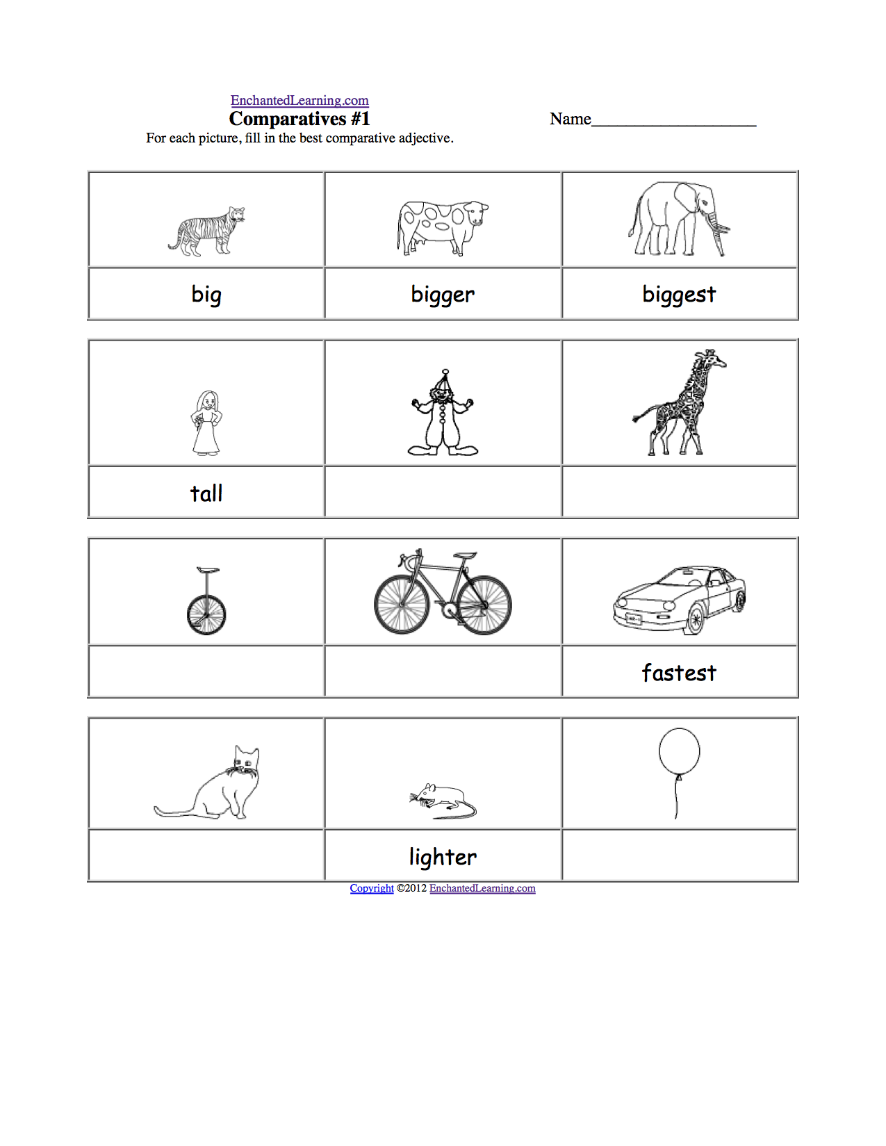 ADJETIVES (Big,Small, Long, Short) worksheet