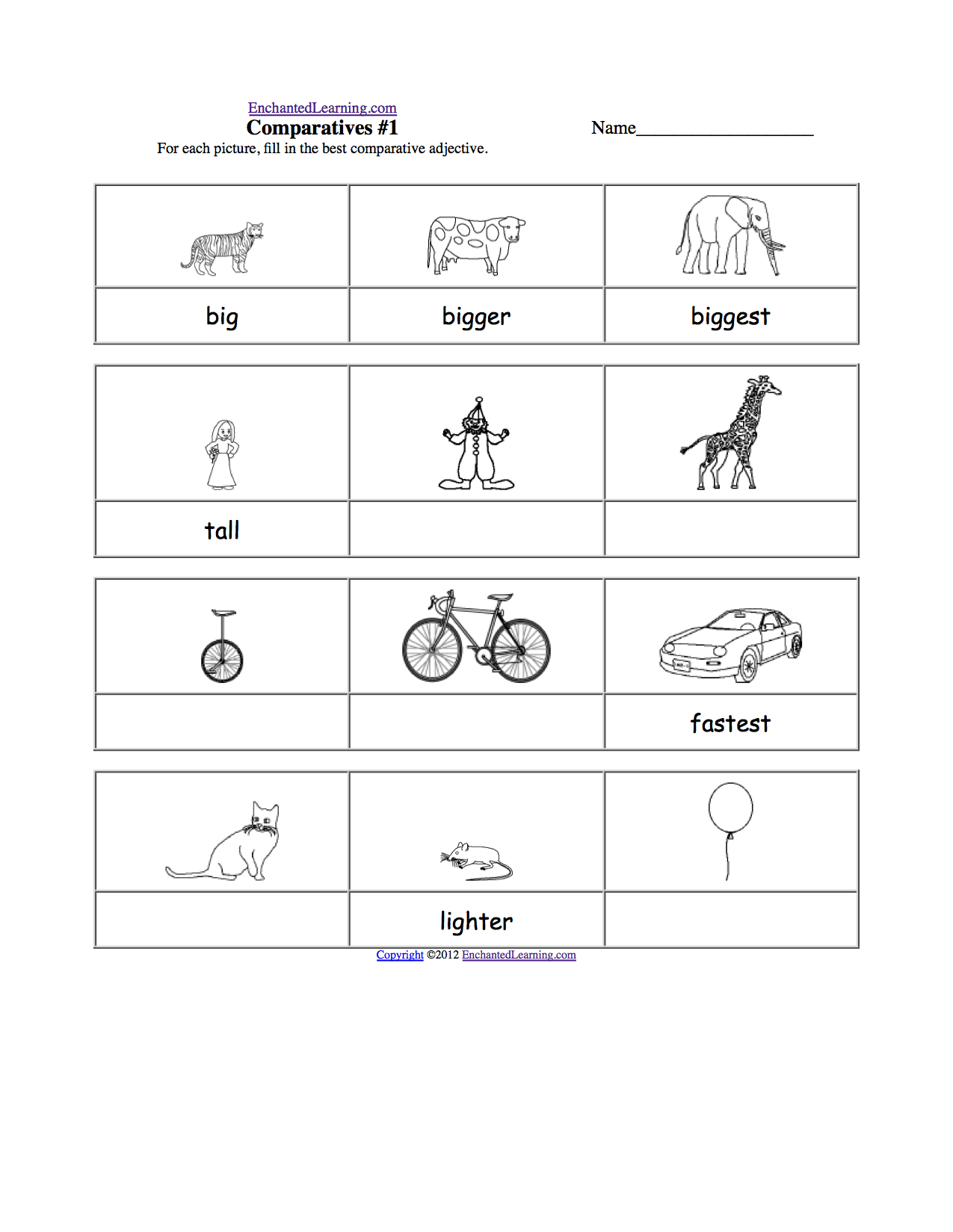 Adjective Activities And Worksheets EnchantedLearning