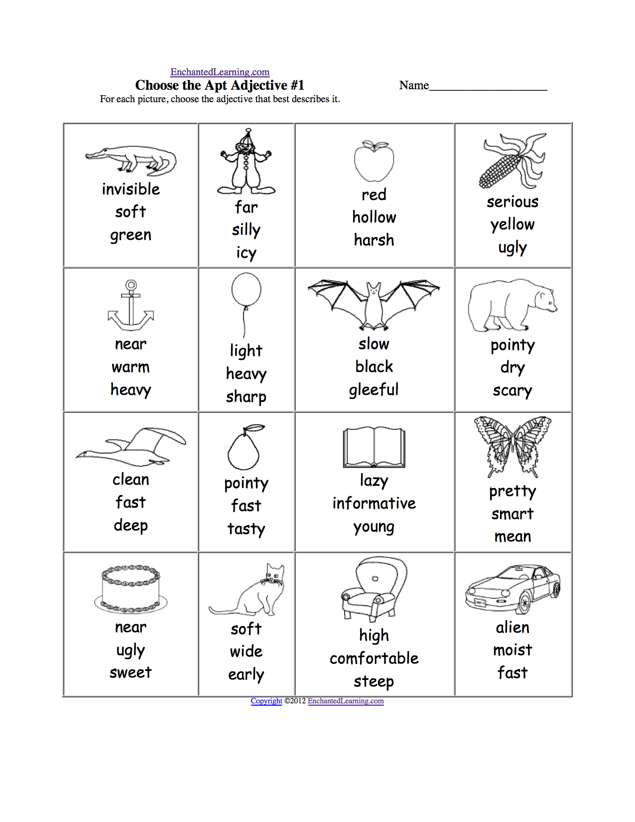 Easy Adjectives Worksheet