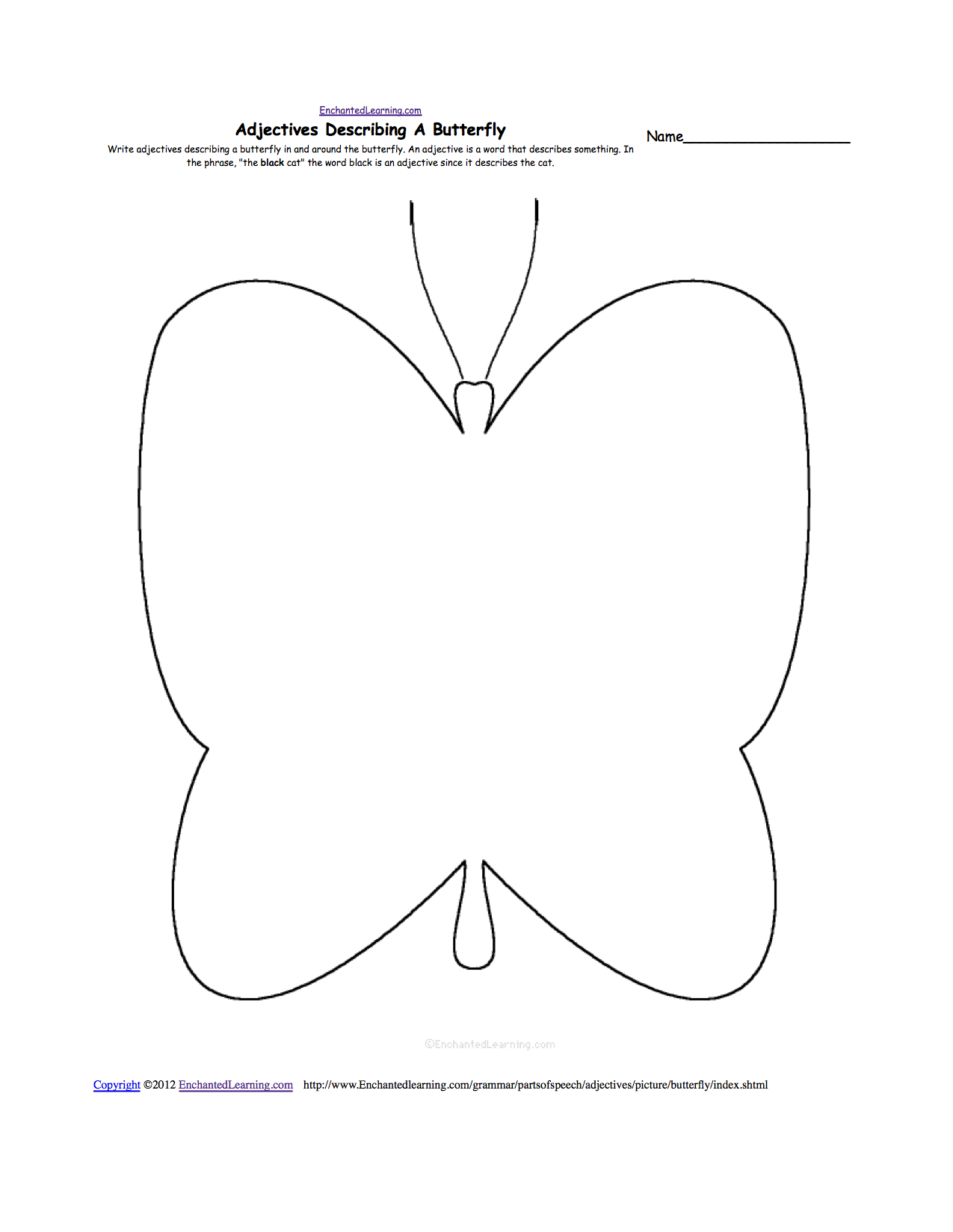 Butterfly Writing Activities at EnchantedLearning.com