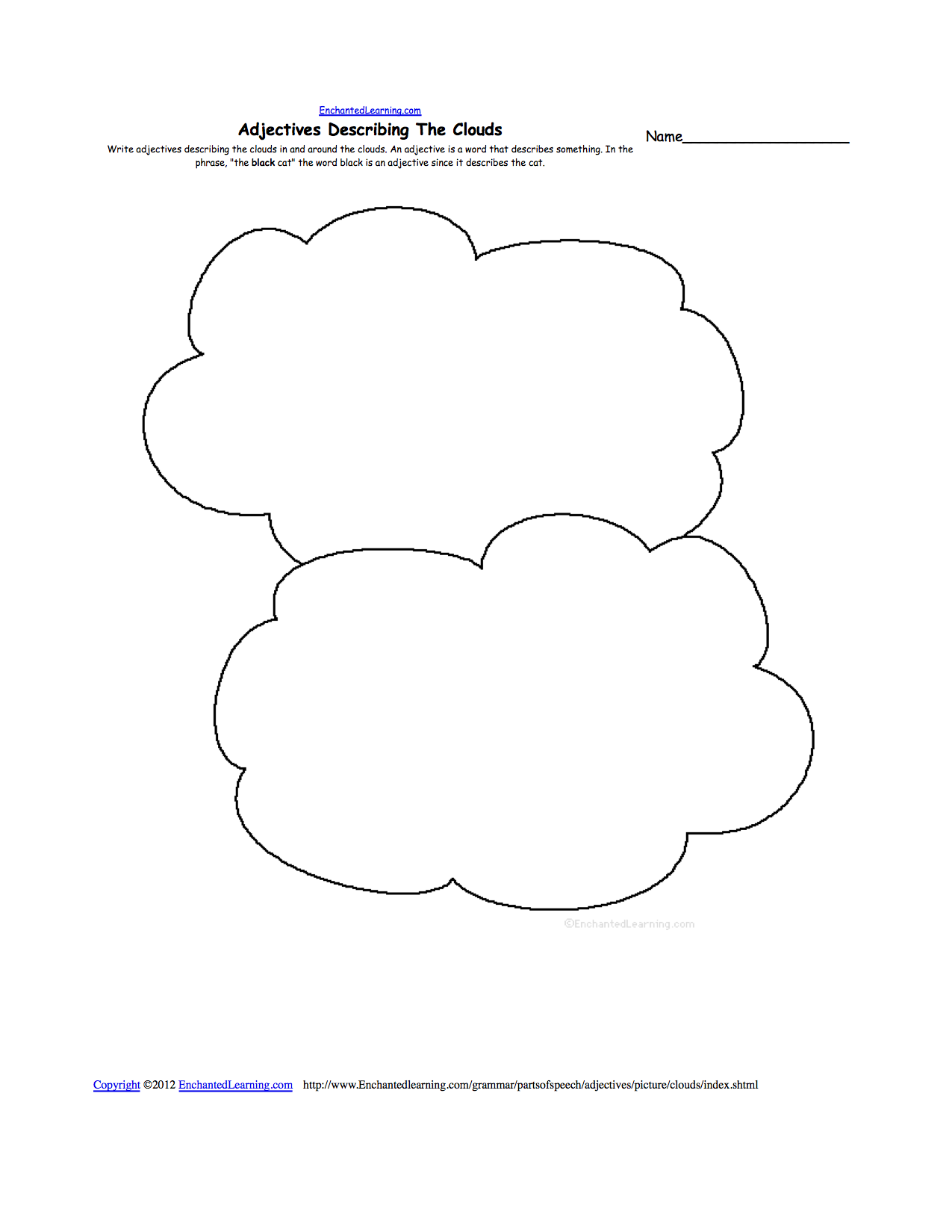 Worksheets For Clouds Using Nouns And Adjectives In 8th Grade