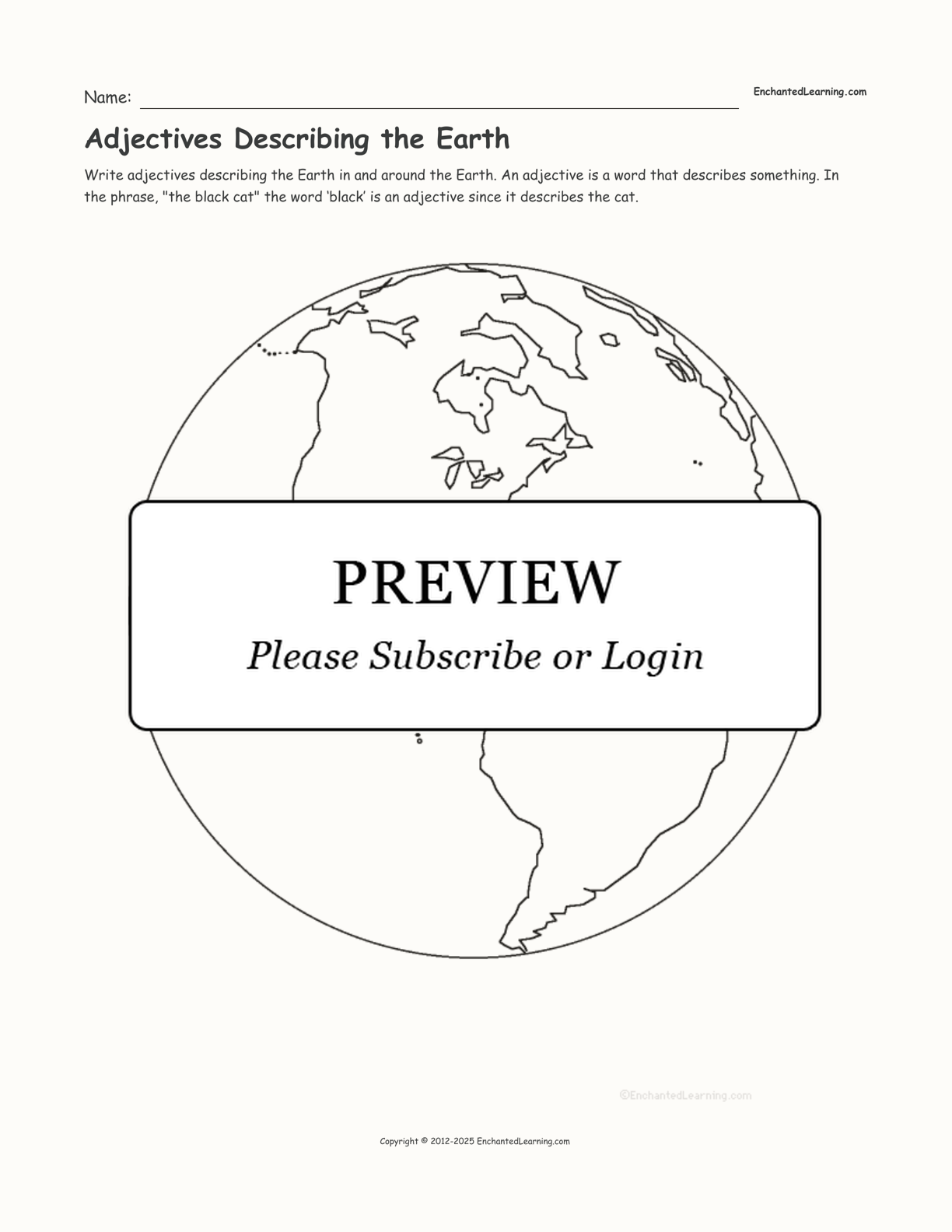 Adjectives Describing the Earth interactive worksheet page 1