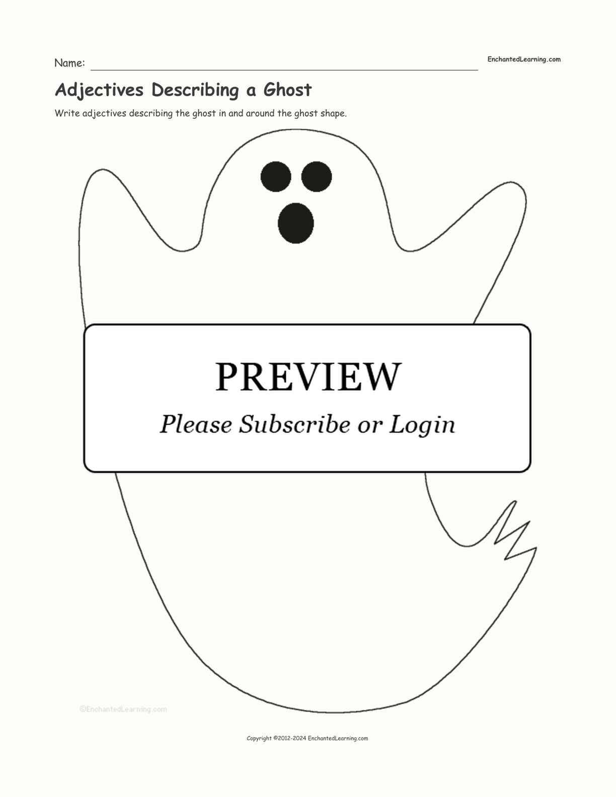 Adjectives Describing a Ghost interactive printout page 1