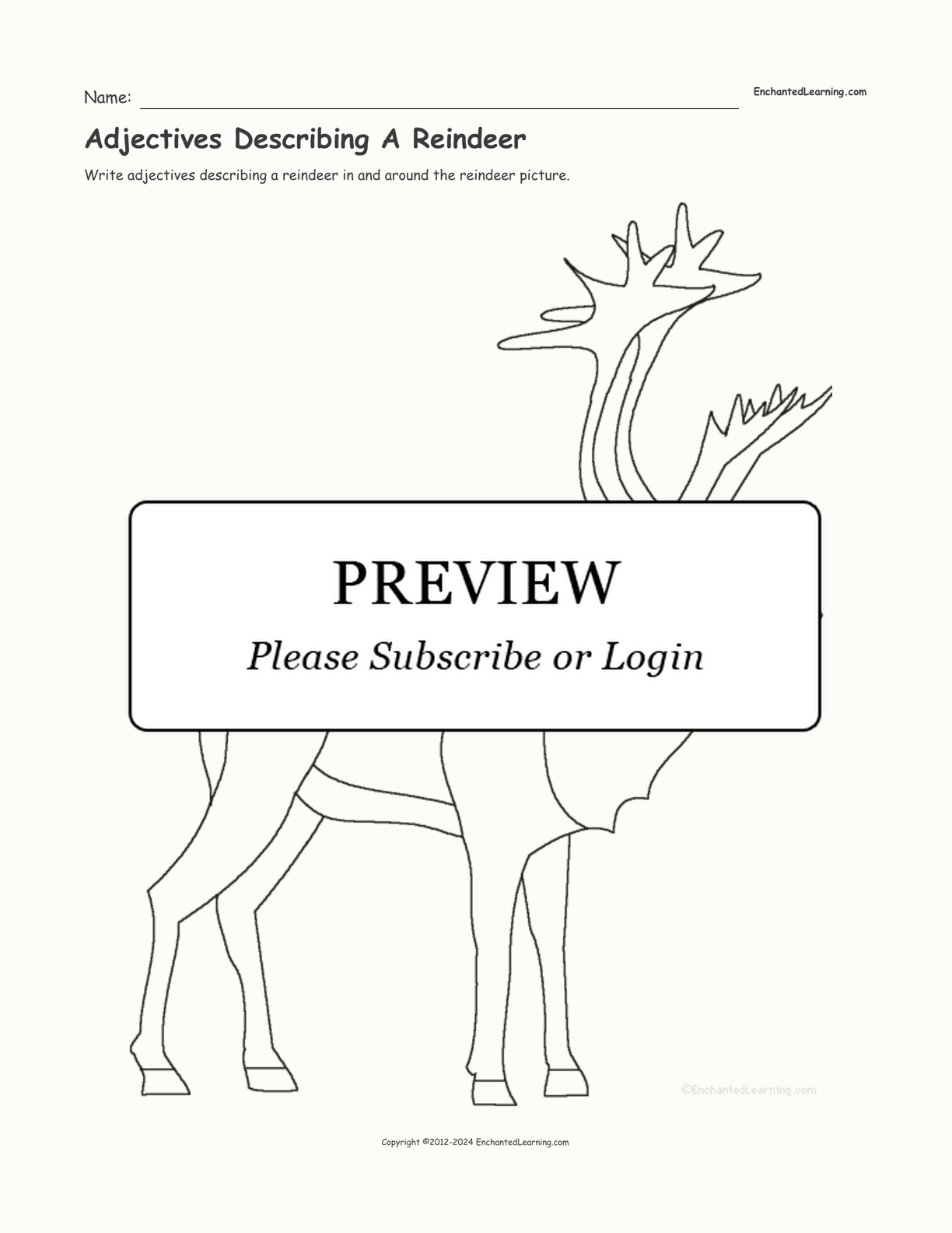 Adjectives Describing A Reindeer interactive worksheet page 1
