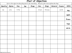 Search result: 'Chart of Adjectives: Printable Worksheet'
