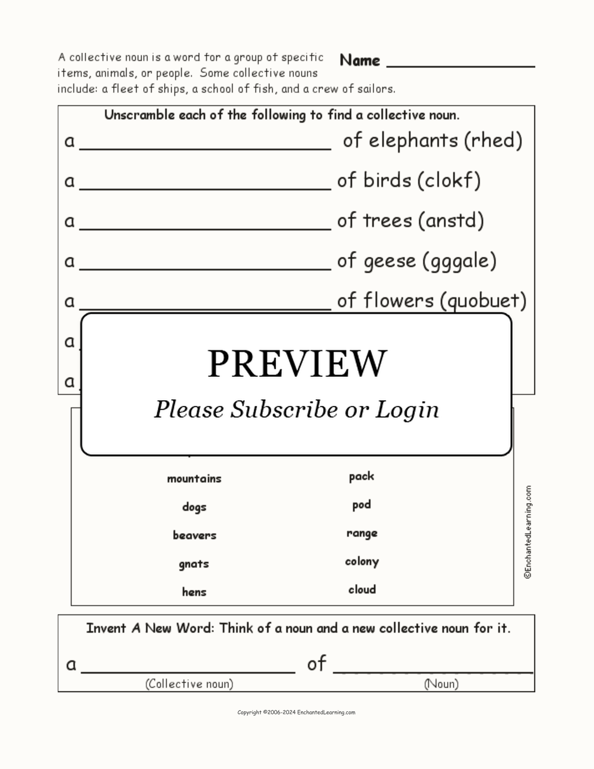 Collective Nouns Worksheet interactive worksheet page 1