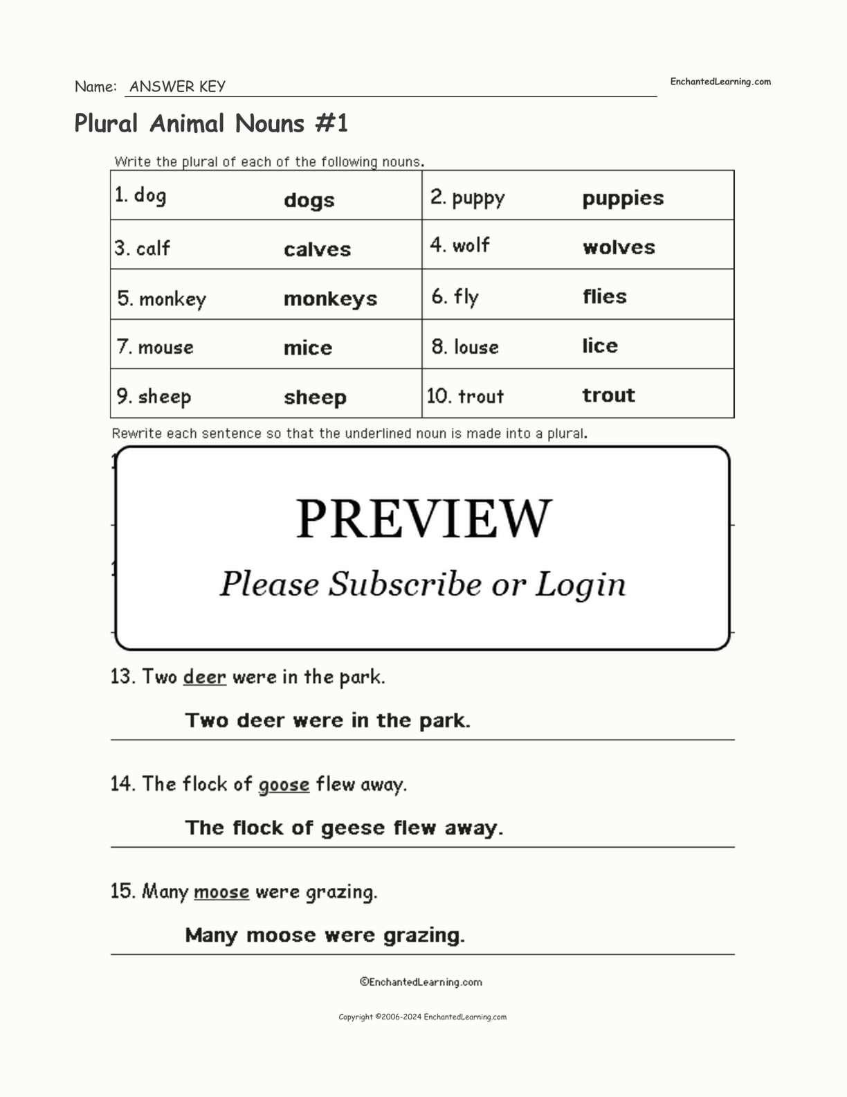 Plural Animal Nouns #1 interactive worksheet page 2