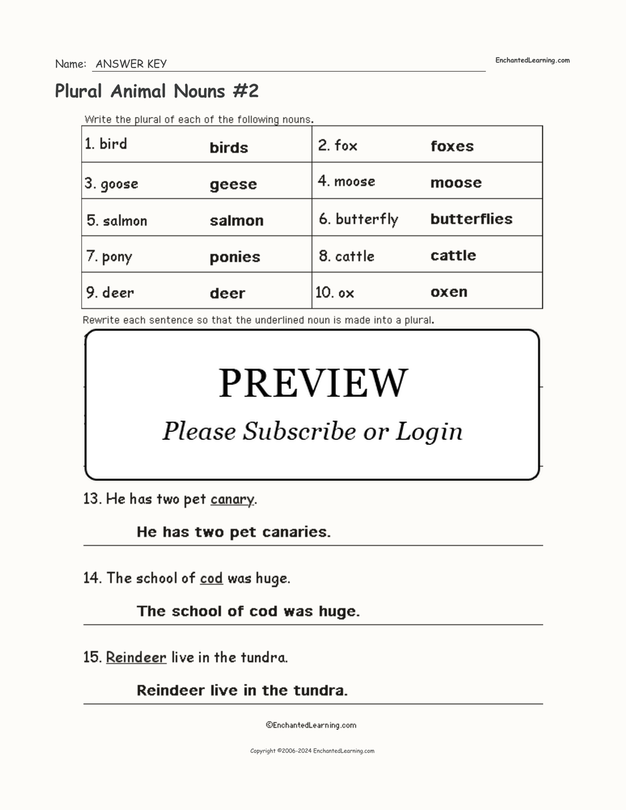 Plural Animal Nouns #2 interactive worksheet page 2