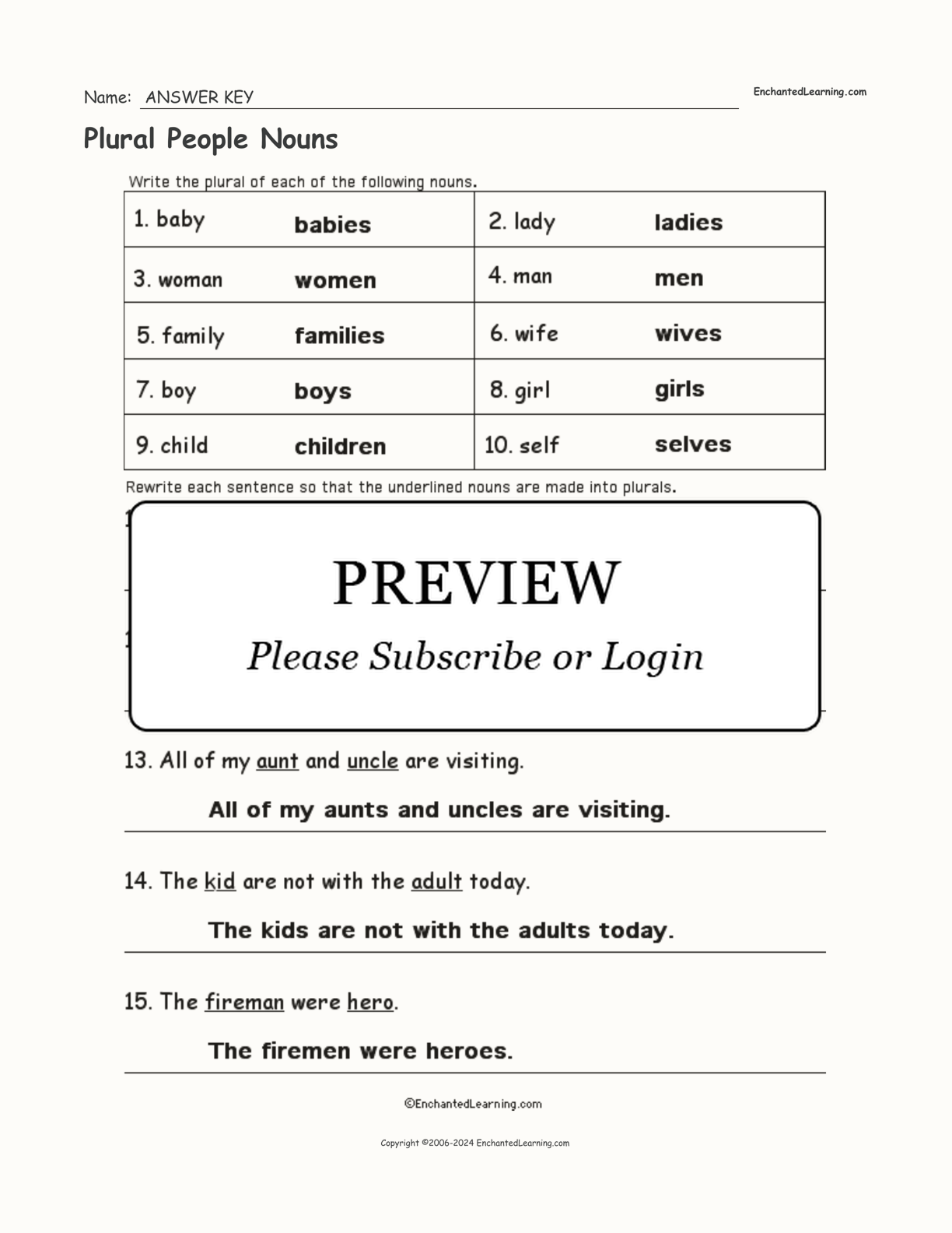 Plural People Nouns interactive worksheet page 2