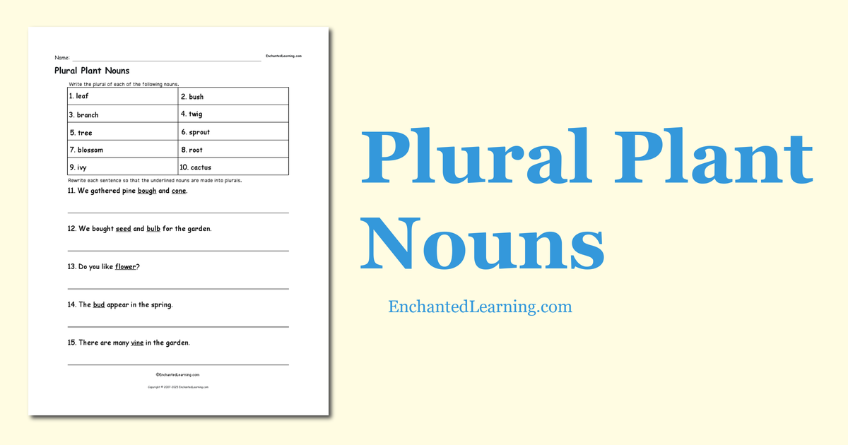 Plural Plant Nouns Enchanted Learning