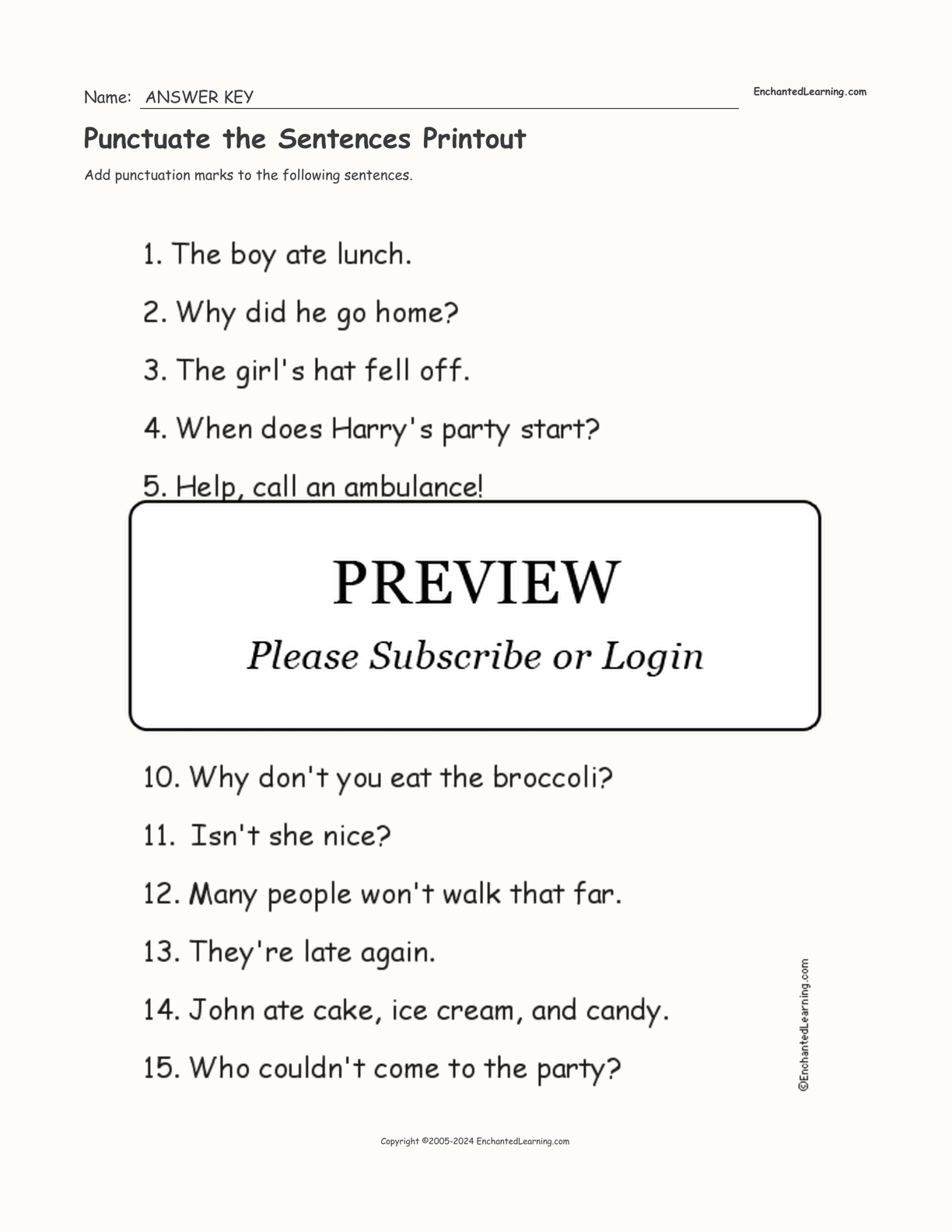 Punctuate the Sentences Printout interactive worksheet page 2
