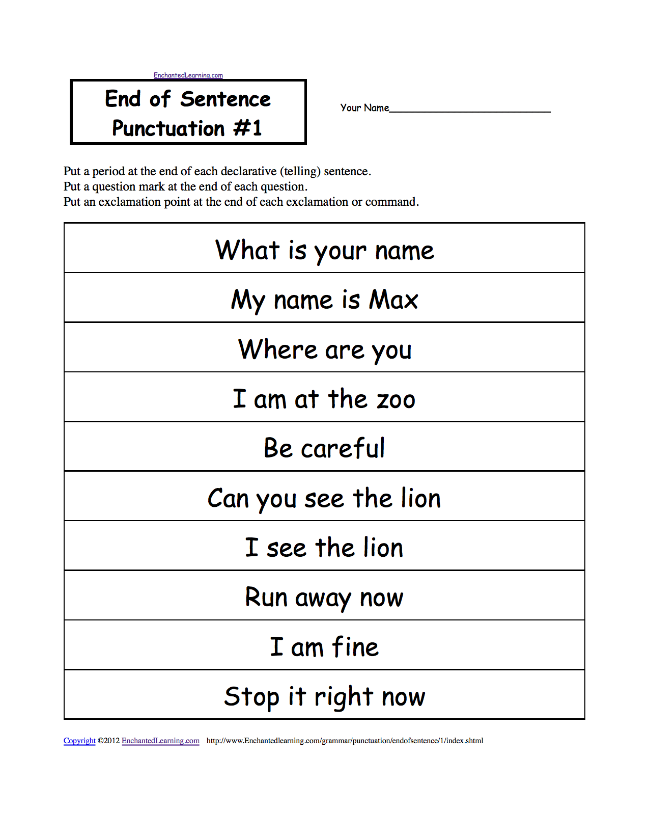 Grammar Correction Symbols Chart