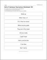 End of Sentence Punctuation Worksheet #3