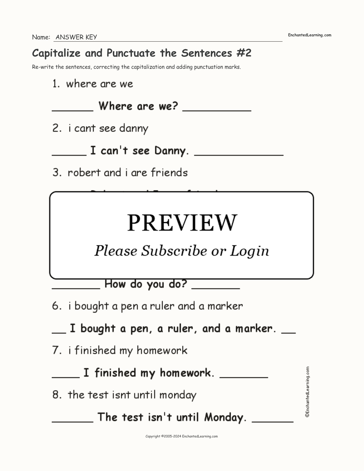 Capitalize and Punctuate the Sentences #2 interactive worksheet page 2