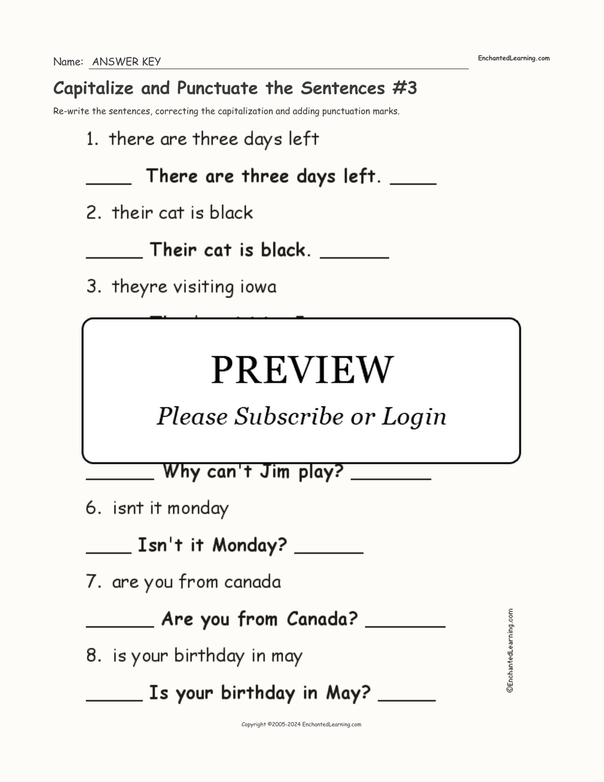 Capitalize and Punctuate the Sentences #3 interactive worksheet page 2