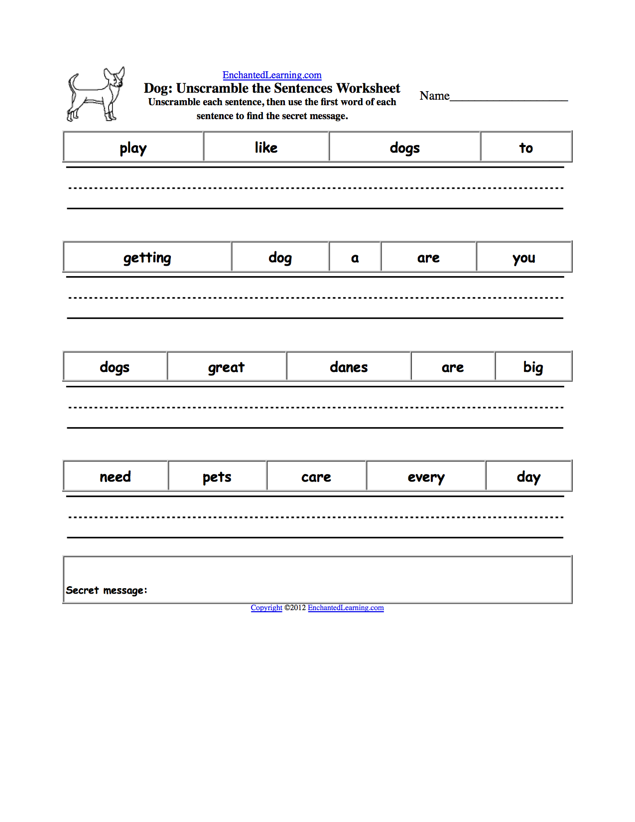 unscramble the sentences