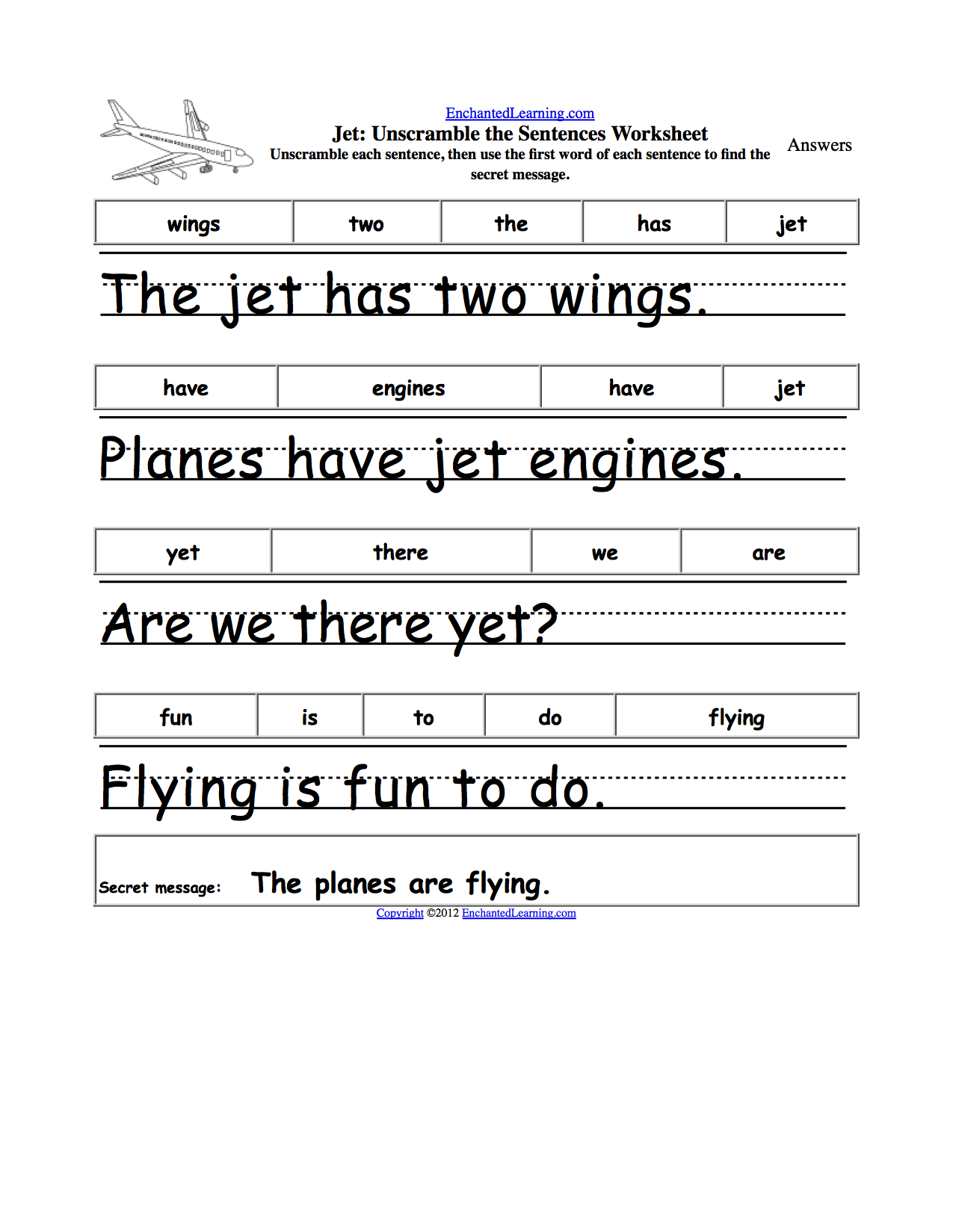 Unscramble The Sentences Worksheets Enchantedlearning Com Create your own tracing worksheets with our interactive worksheet maker. unscramble the sentences worksheets