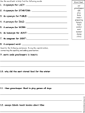 Search result: 'The Ant and The Grasshopper Words Grammar Worksheet Printout'