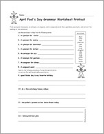 Search result: 'April Fool's Day Grammar Worksheet Printout'