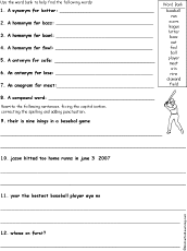 Search result: 'Baseball Grammar Worksheet Printout'
