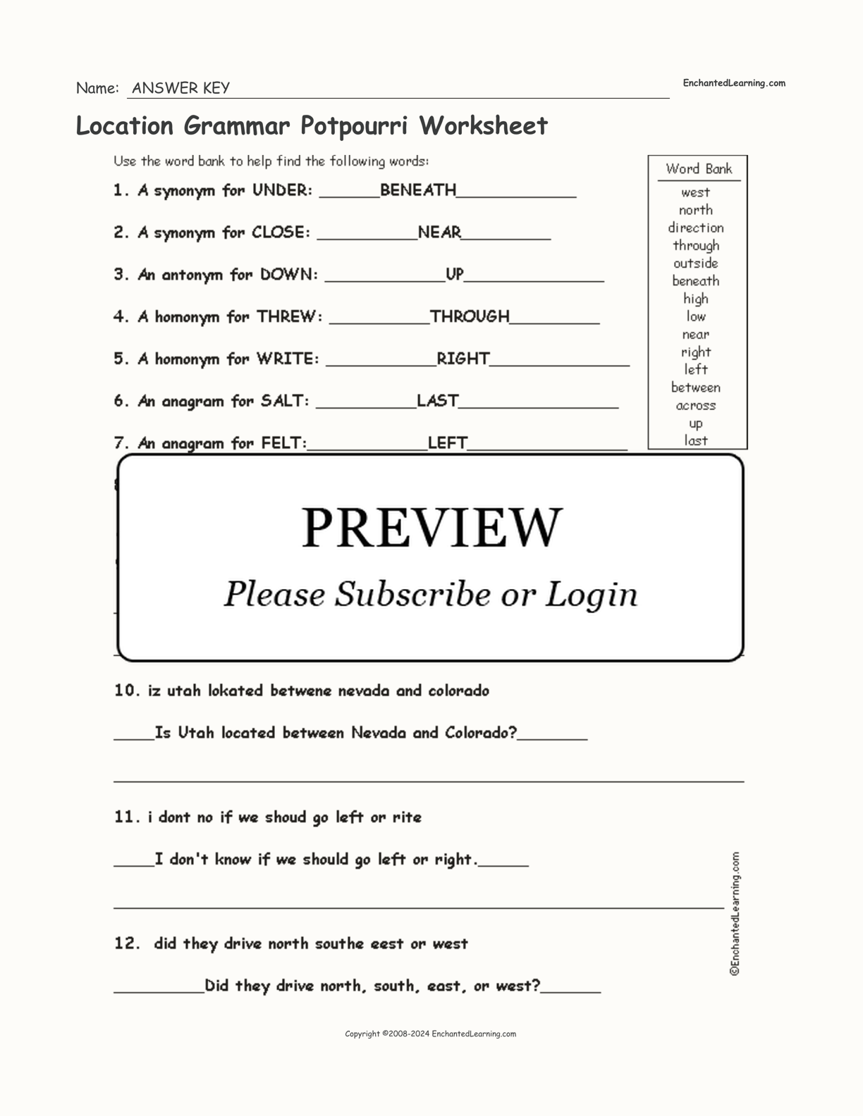 Location Grammar Potpourri Worksheet interactive worksheet page 2