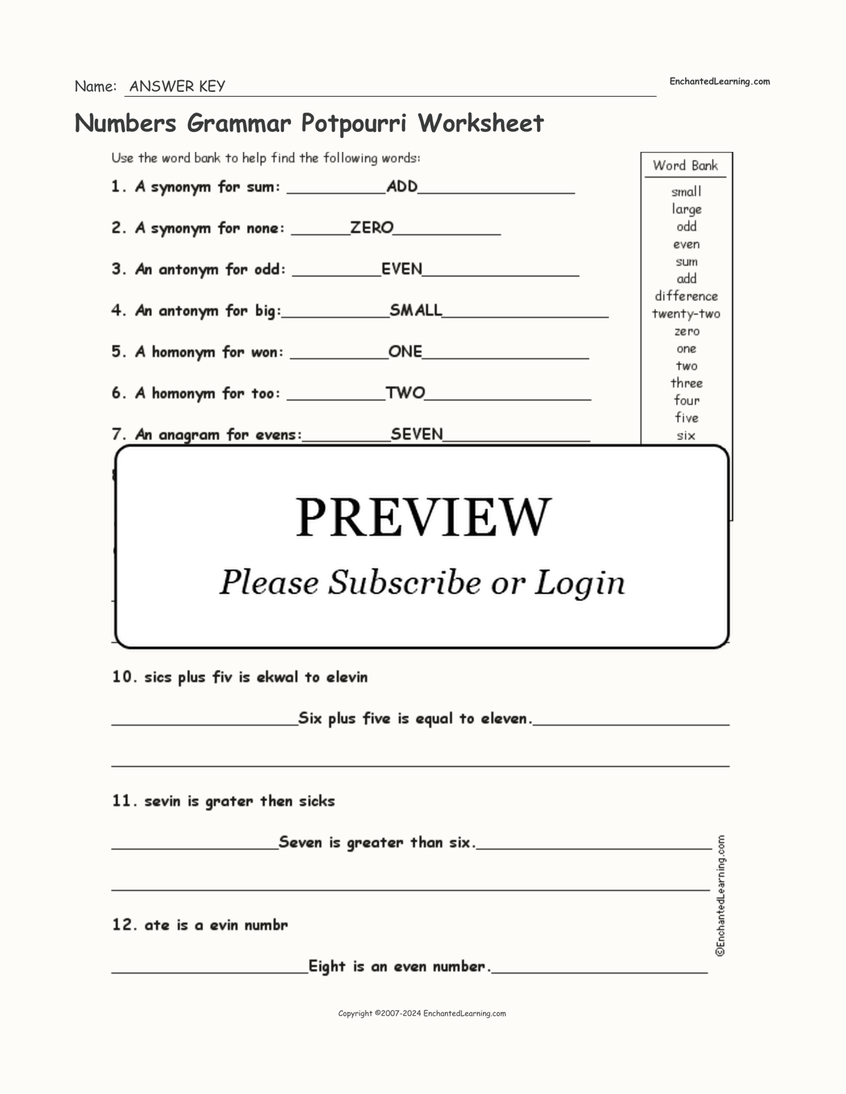 Numbers Grammar Potpourri Worksheet interactive worksheet page 2