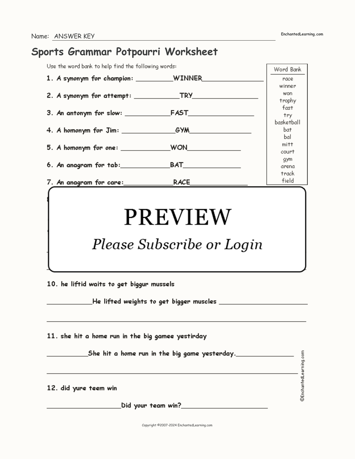 Sports Grammar Potpourri Worksheet interactive worksheet page 2