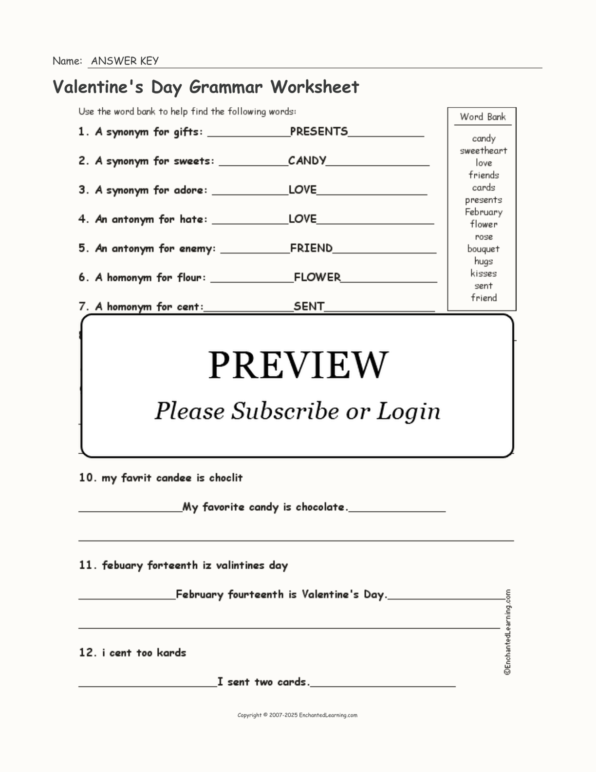 Valentine's Day Grammar Worksheet interactive worksheet page 2