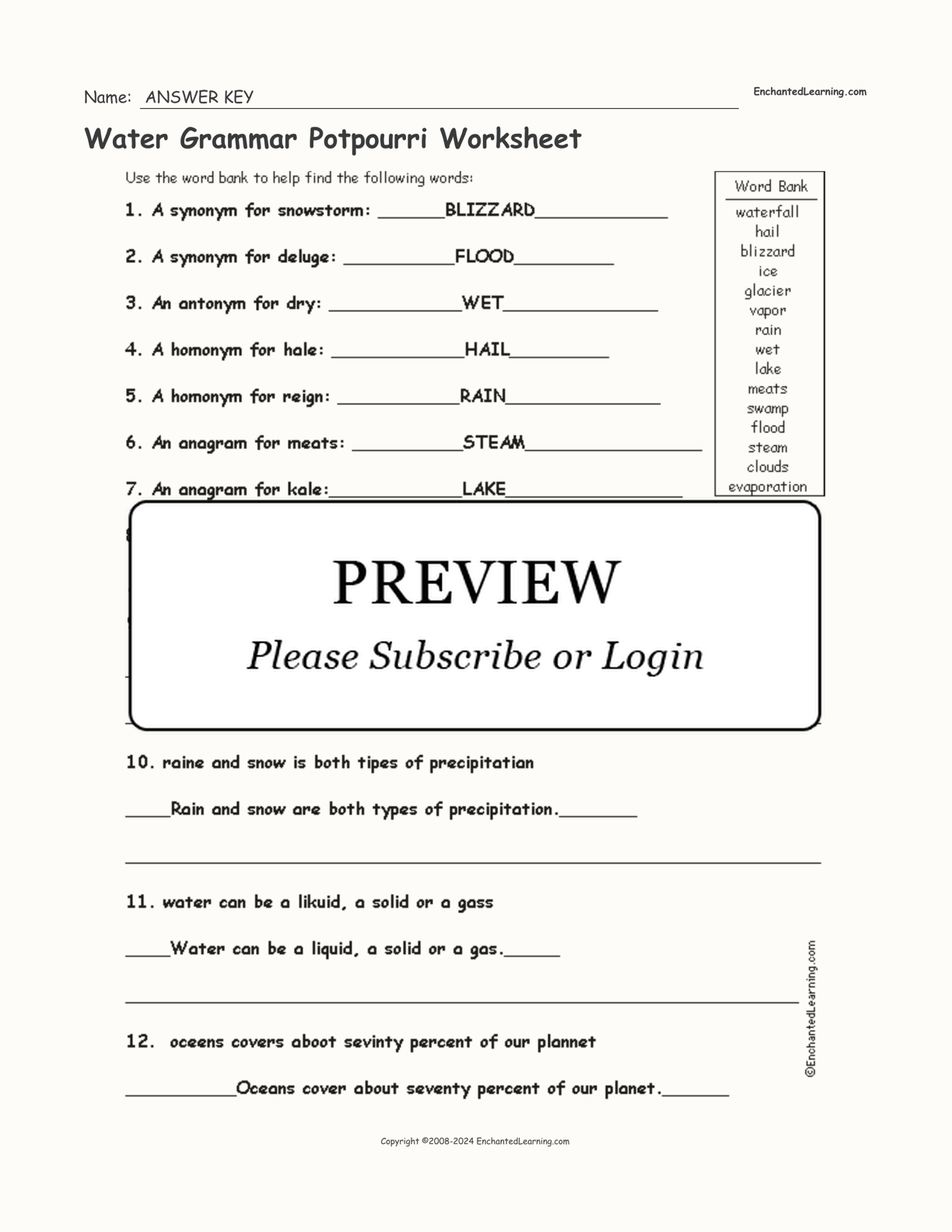 Water Grammar Potpourri Worksheet interactive worksheet page 2