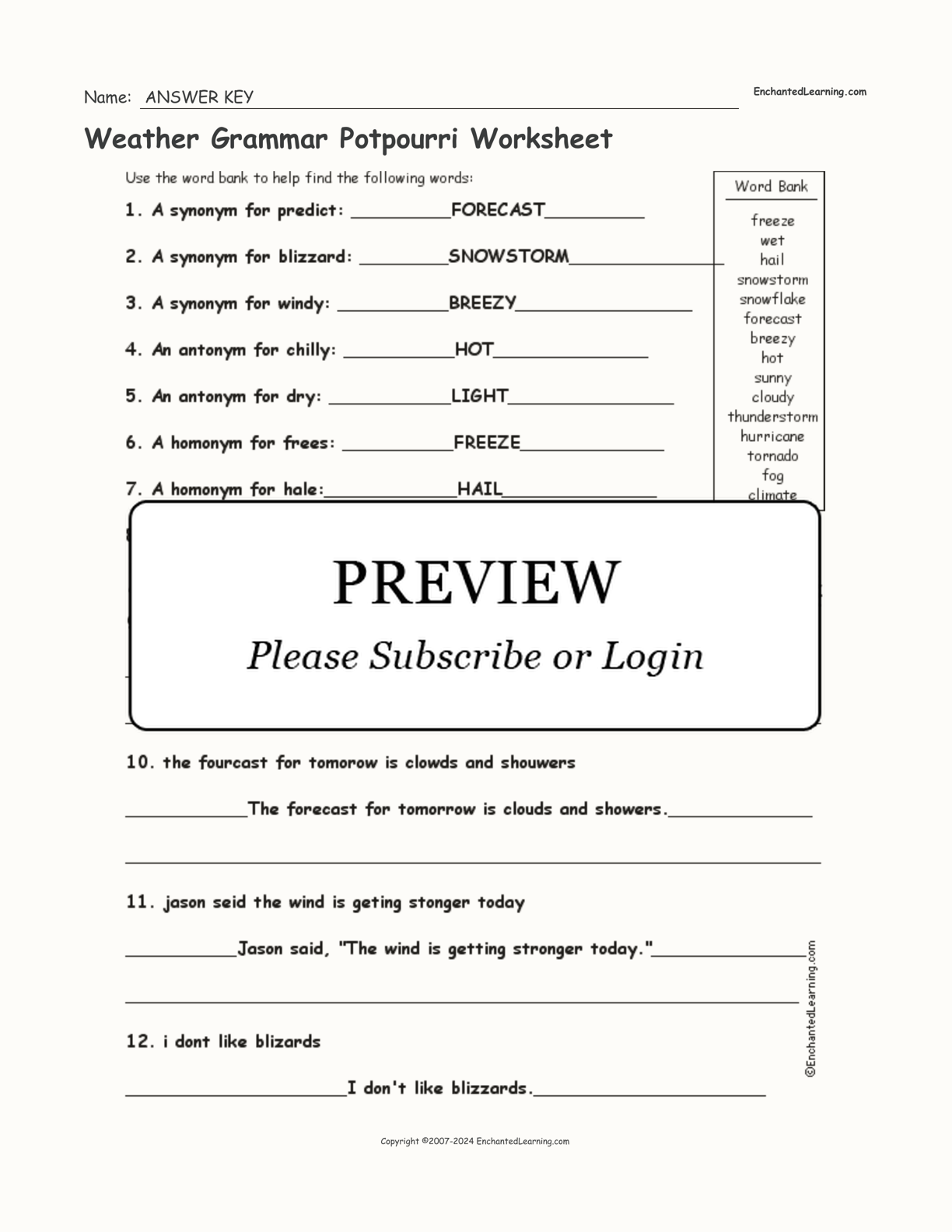 Weather Grammar Potpourri Worksheet interactive worksheet page 2