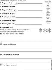 Search result: 'Winter Grammar Worksheet Printout'