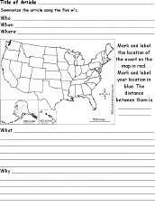 Search result: 'US Map Chart Printout 5 W's: Graphic Organizers'