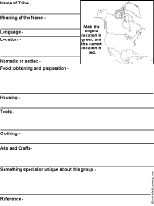 Search result: 'North American Native Americans - Detailed Printable Graphic Organizer Worksheet with Map'