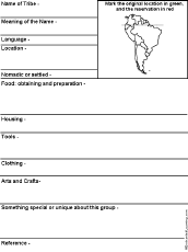 Search result: 'South American Native Americans Printable Graphic Organizer Worksheet with Map'
