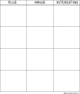 Search result: 'PMI Chart (4 rows): Graphic Organizers'