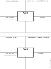 Search result: 'Vocabulary 4-Square Chart #2 Printout: Graphic Organizers'