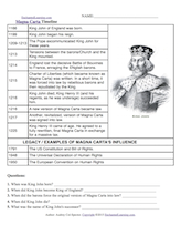 Magna Carta Timeline Worksheet/Quiz