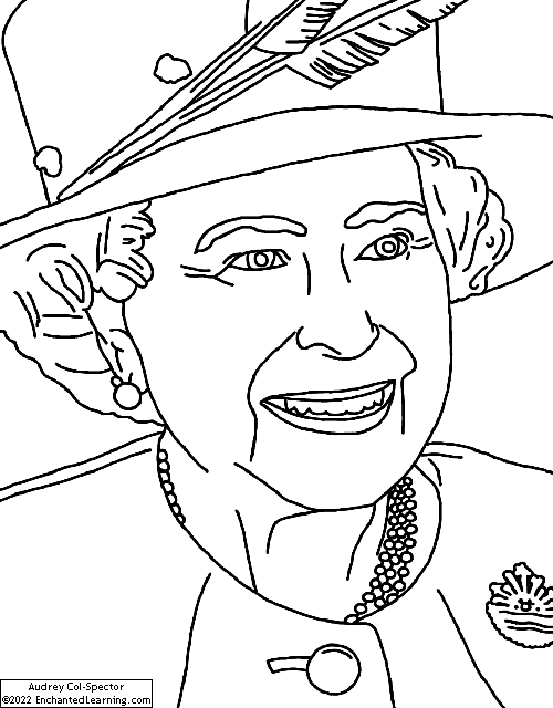 Queen Elizabeth II Coloring Page - Enchanted Learning