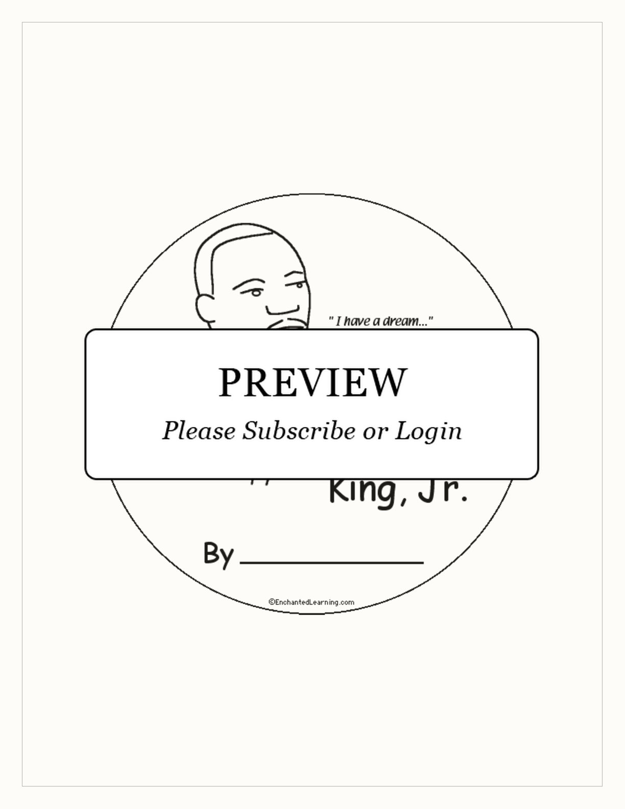 Martin Luther King, Jr., Beginning Reader Book interactive printout page 1